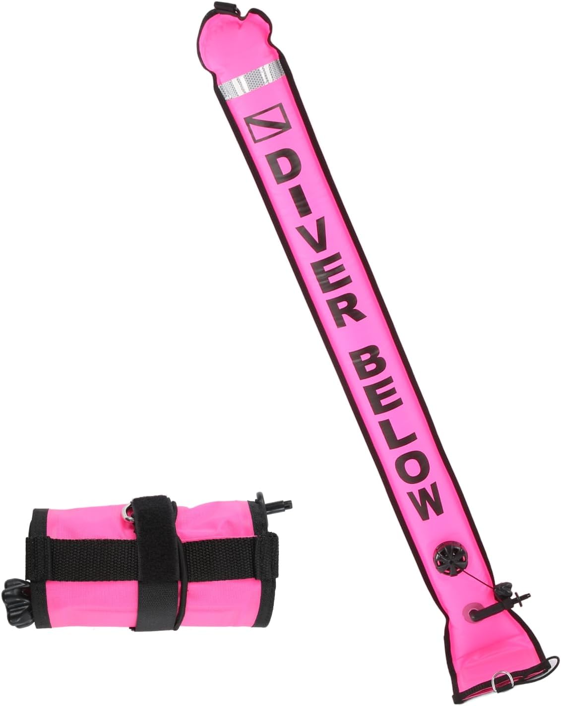 Surface Marker Buoy, Diving Surface Marker Buoy Scuba Signal Tube with Reflective Strip Safety Sausage High Visibility Inflatable for Underwater Diving Snorkeling 47.2x5.9in