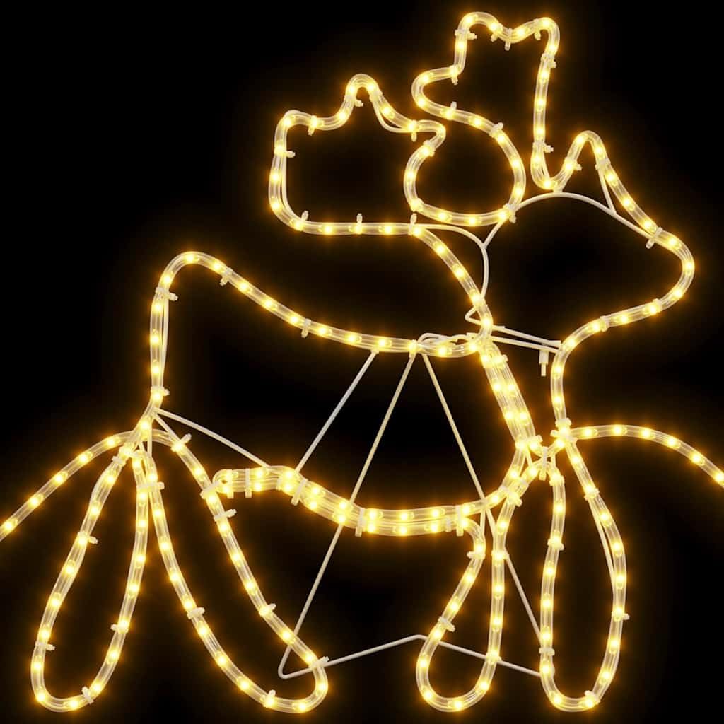 Weihnachtsdekoration mit 1224 LEDs, Mehrfarbig, 69 x 79 cm PVC, wetterbeständig, für Innen und Außen, mit Rentier und Santa Schlitten, festlicher Baumschmuck und Wohnzimmerschmuck zur