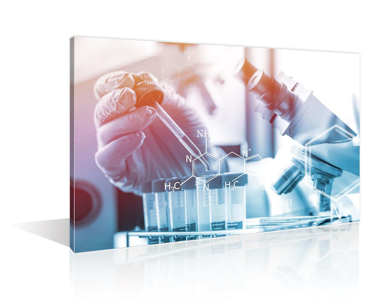 Rack Science Research in Test Tubes Wall Art 1 Panels Chemical Equations and Periodic Table Wall Pictures Framed Wall Art Posters Giclee Wooden Framed Gallery-Wrapped Ready to Hang (24" Wx36 H)