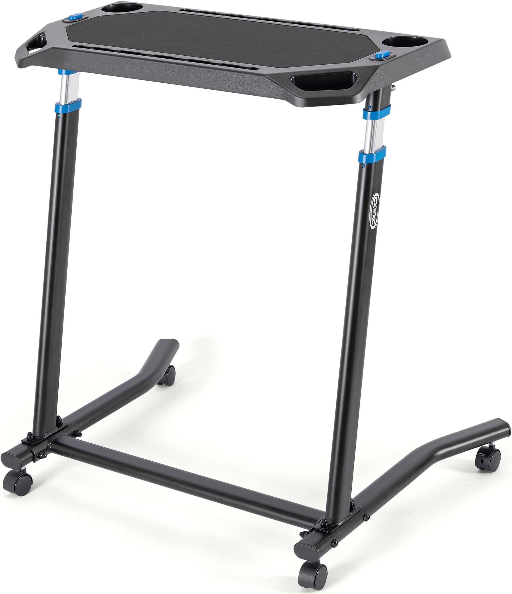 CXWXC Indoor Cycling Desk - Adjustable Height Bike Deak Laptop Stand Non-Slip Surface - Portable Bike Trainer Fitness Desk with Lockable Wheels