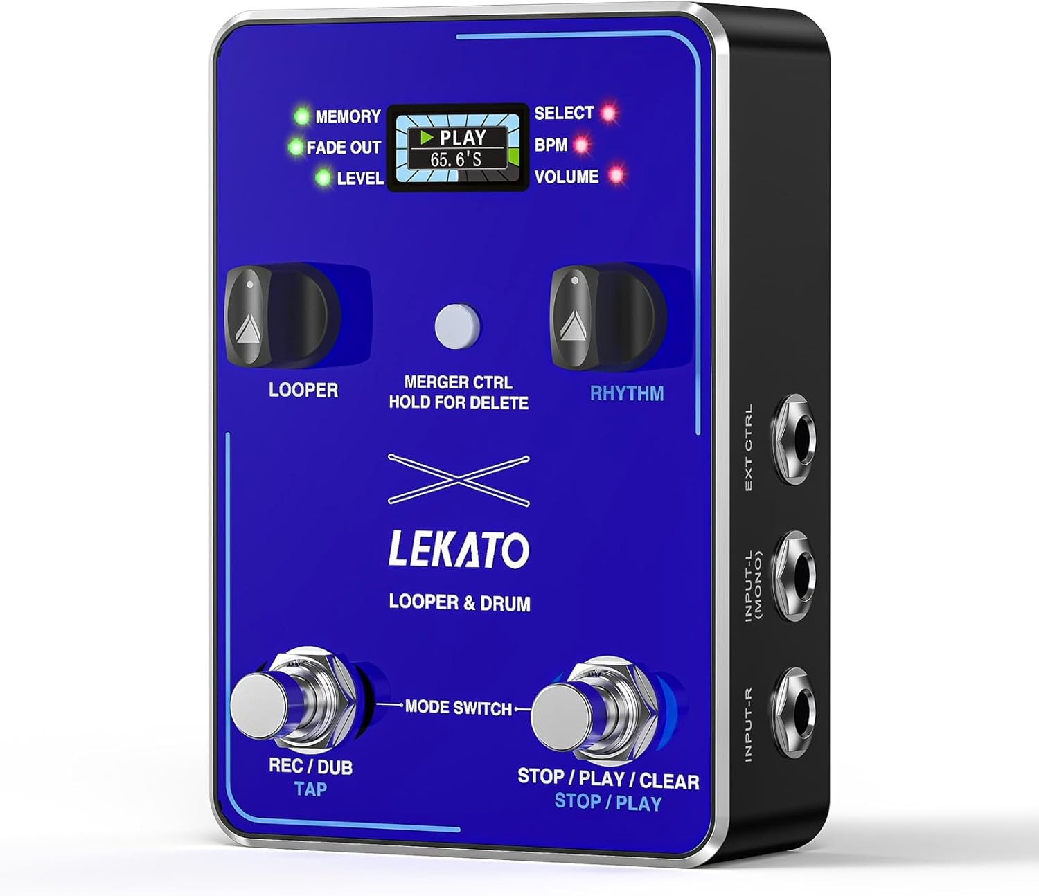 LEKATO 2 IN 1 Drum Looper Pedal, Stereo Guitar Loop Pedal Drum Machine