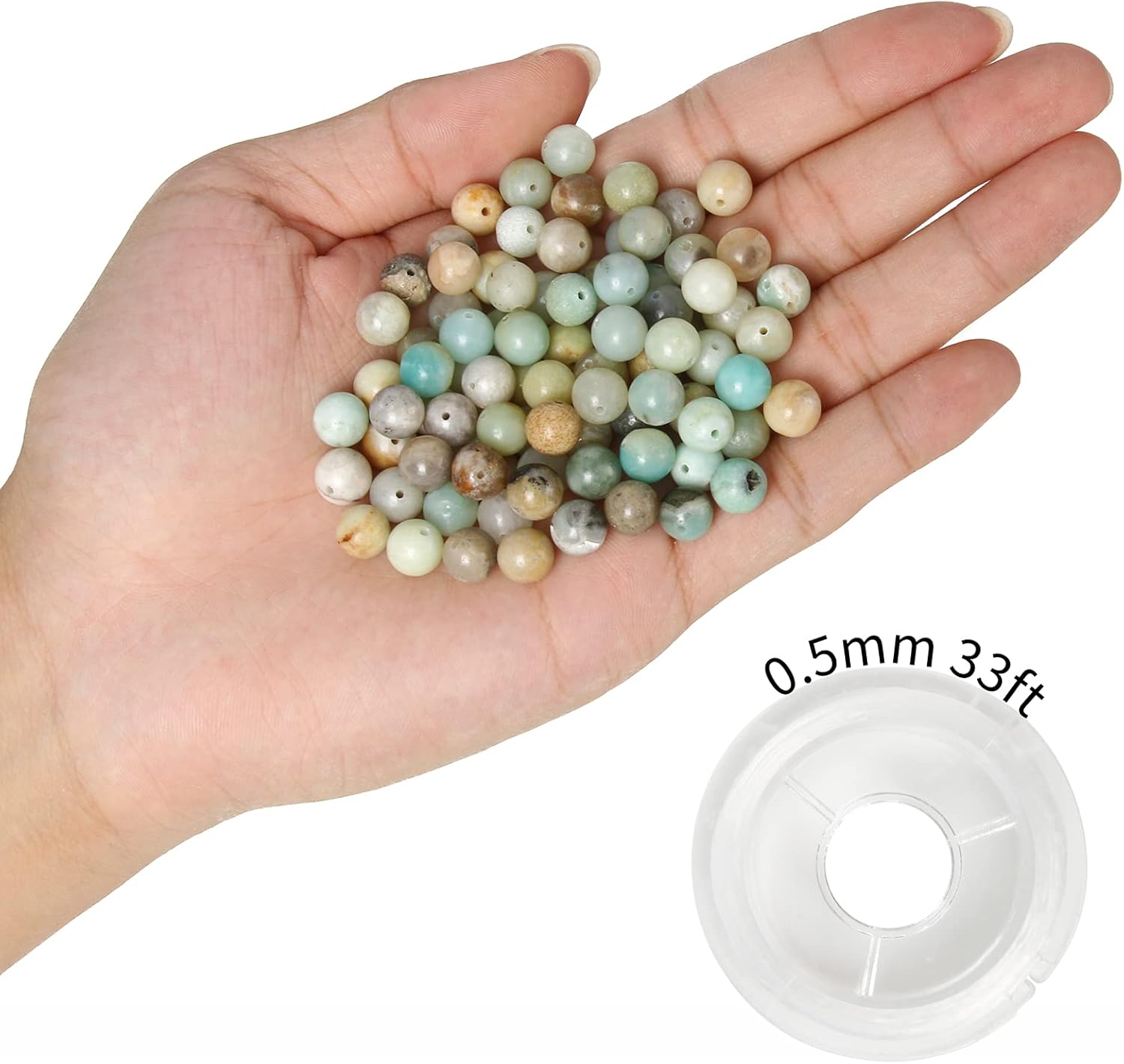 NITOPUPU 200Pcs 4mm Natural Smooth Amazonite Gemstone Beads Round Loose Stone Beads for Jewerly Making with Crystal Stretch Cord Amazonite Gemstone 4mm