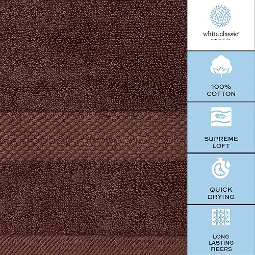 White Classic Luxury Brown Bath Towel Set - Combed Cotton Hotel Quality Absorbent 8 Piece Towels | 2 Bath Towels | 2 Hand Towels | 4 Washcloths [Worth $72.95] 8 Pack | Brown #TOP6