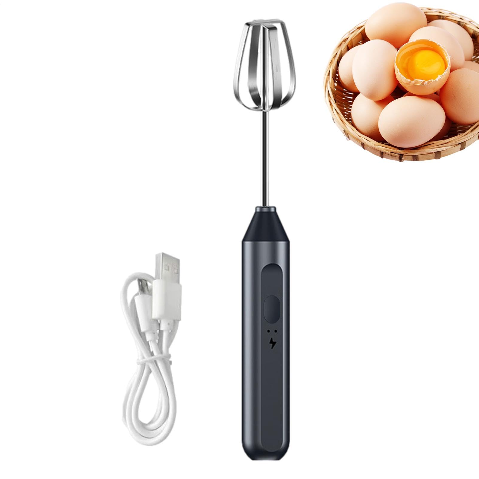 Cordless Egg Whisk Handheld Egg Whisk | USB Rechargeable Immersion Blender - 3 Speed Adjustable Stirrer Whisk for Sauces, Soup, Cooking, Butter, Eggs
