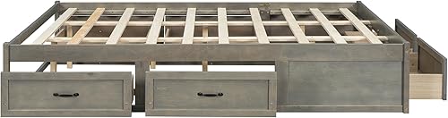 Miniatura 145 de SOFTSEA Cama de almacenamiento de tamaño individual con cajones de almacenamiento, no necesita somier (cereza) Cereza,Blanco,Gris (Antique