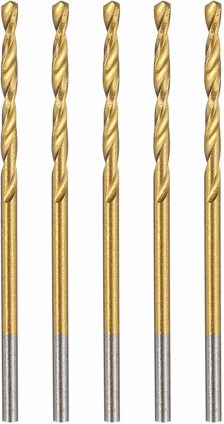 – 5pcs Drill Bit - [1mm Diameter] M42 8% Cobalt HSS Cutting Tool for Machining Hard Metal Stainless Steel Woodworking Handicraft Use, 135° Cutting Angle TiN