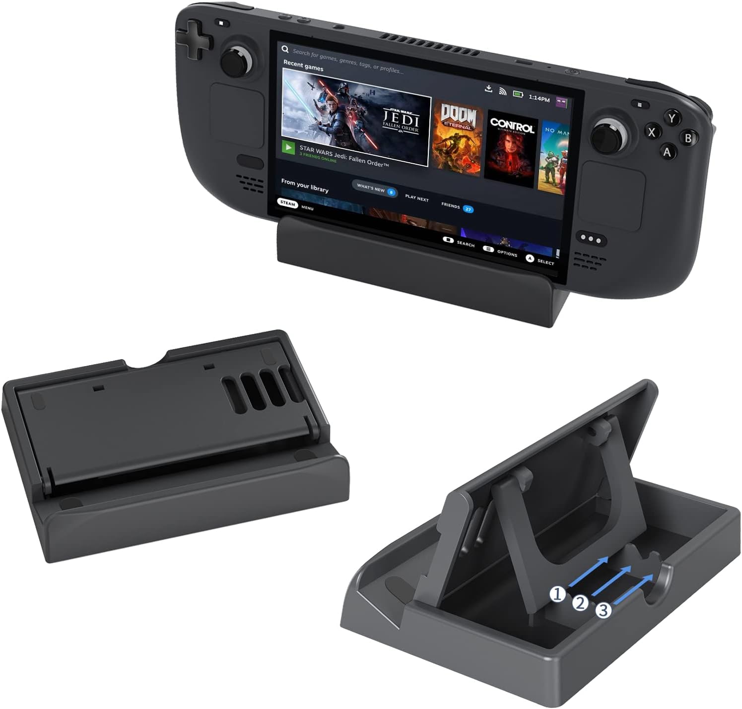 DLseego Adjustable Stand for Steam Deck/Switch Foldable Console Bracket Base Anti-Slip Holder Portable Compact Playstand Multi Angle Mount Dock