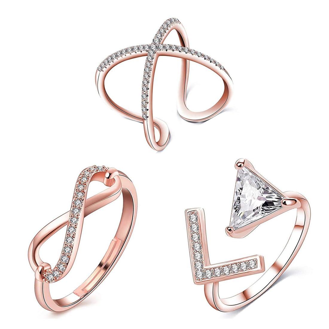 Yellow Chimes Rings for Women and Girls Crystal Ring |Adjustable Crystal Rings | Rose Gold Tone Combo of 3pcs Ring for Women | Birthday Gift For girls and women Anniversary Gift for Wife (B0CDBGT14K) Amazon Price History, Amazon Price Tracker