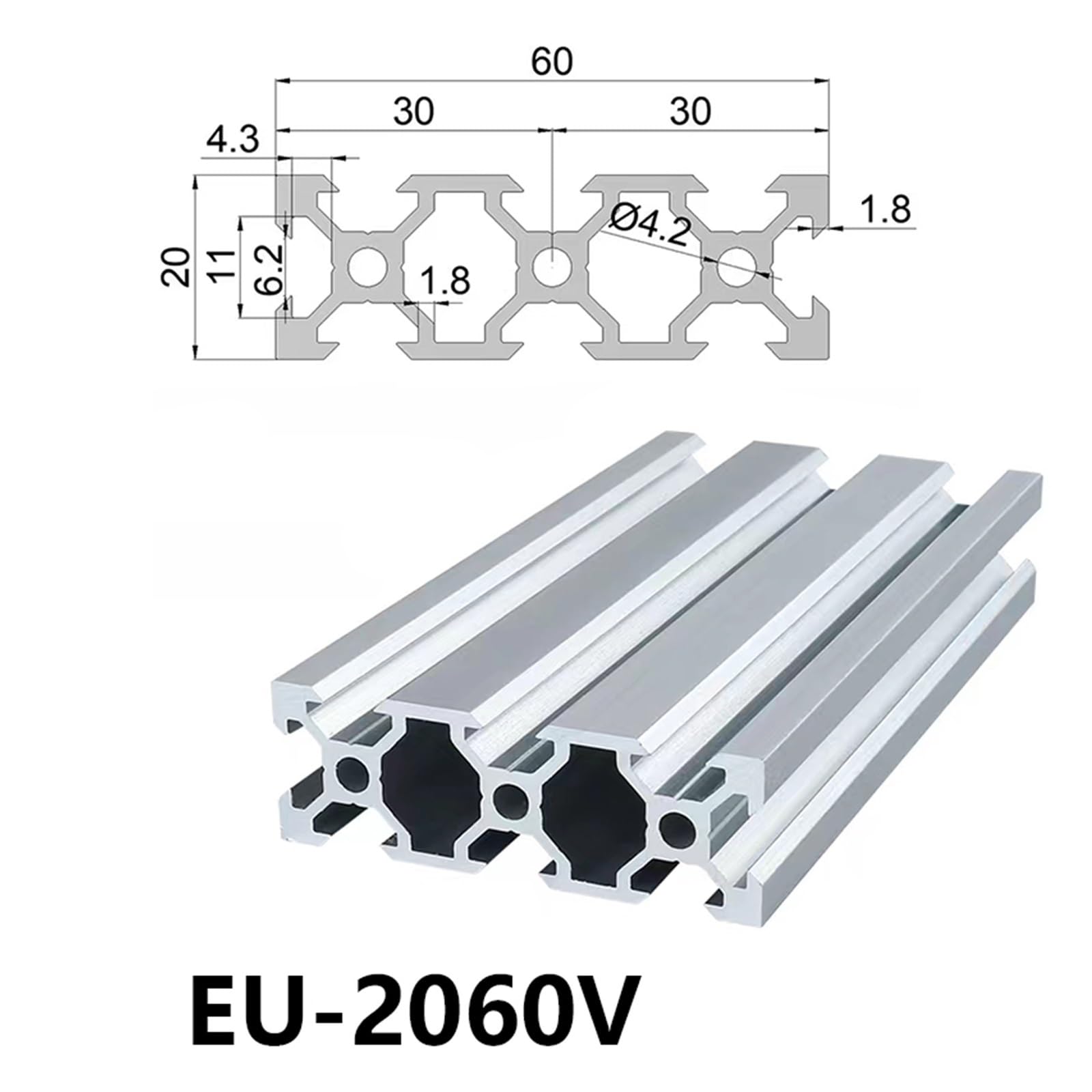 Perfil de extrusión de Aluminio estándar Europeo Perfil de Aluminio con Ranura en V de Aluminio extruido anodizado(100mm)