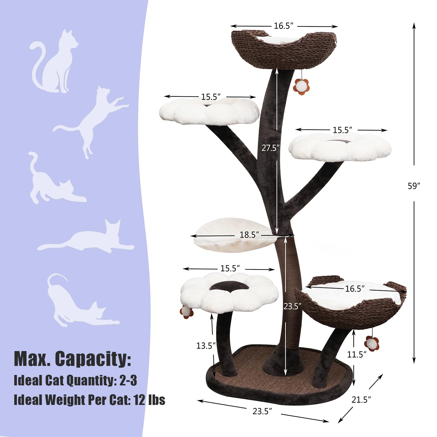 Catry キャットタワー 未開封 オールインワン キャットツリー Amazon | Catry Cat Tree - ブロッサム - オールインワン キャット