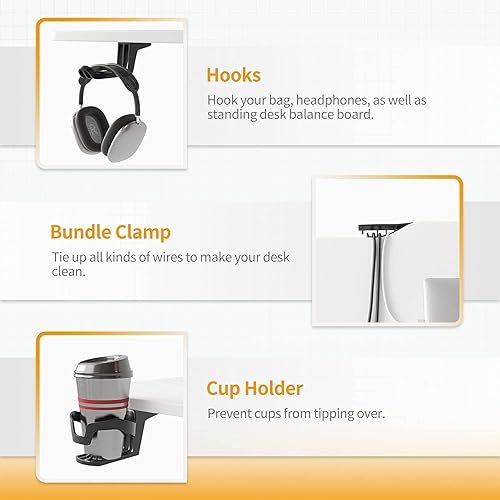 Miniatura 7 de CubiCubi Escritorio de pie de 44 x 24 pulgadas, mesa eléctrica de oficina en casa ajustable en altura ajustable, escritorio de pie con tablero de