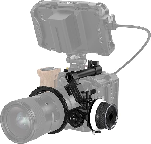SMALLRIG Mini Follow Focus Kit with A/B Stops, Lens Zoom Control for DSLR Mirrorless Cameras, with M0.8-43T Gear/ Gear Ring/ 15mm Rod/ Rod Clamp, Fits Different Diameter Lenses Up to 114mm - 3010B