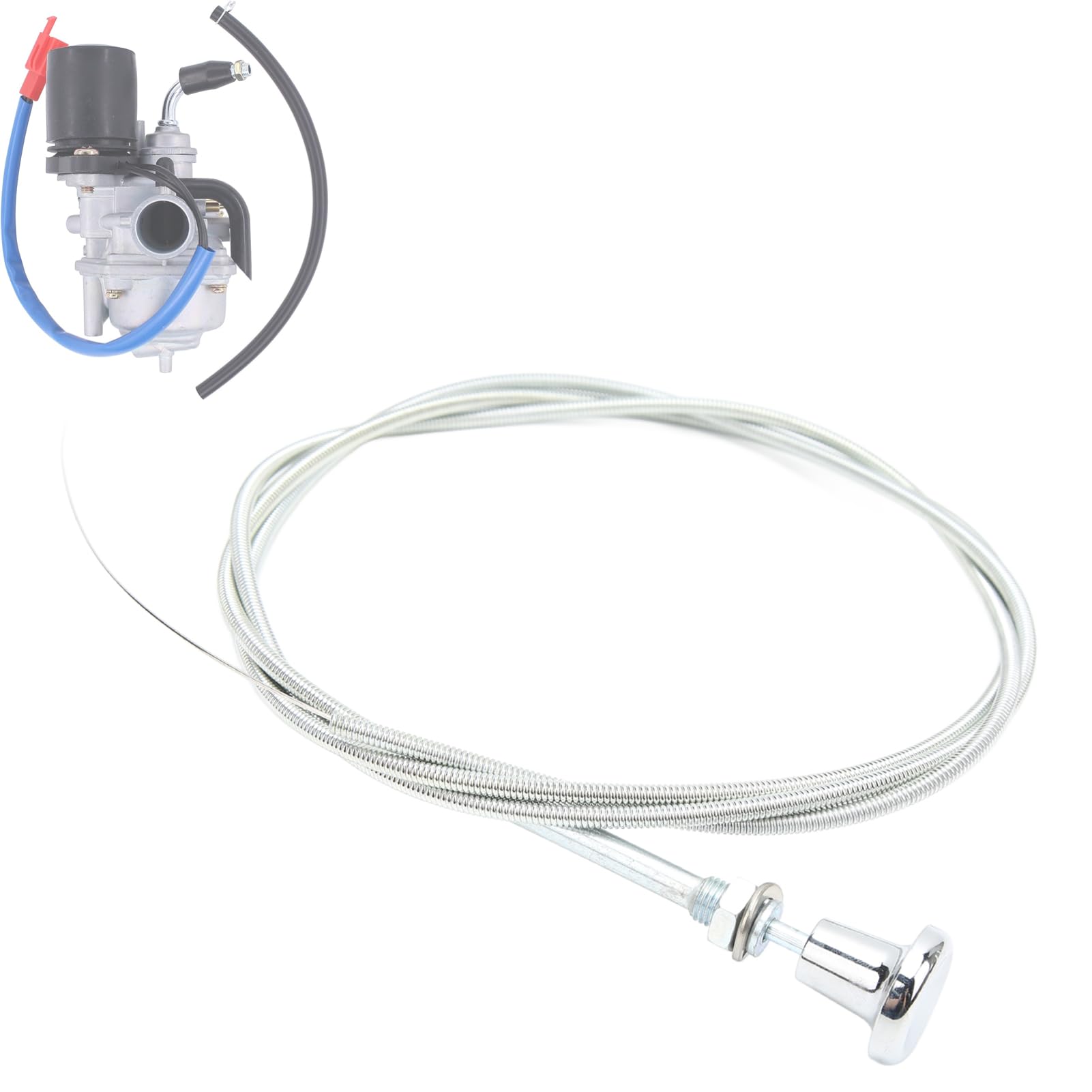 Cavo dello starter, cavo professionale di controllo dello starter in acciaio inossidabile e cromo, 6 piedi di sostituzione del cavo di controllo dello starter del carburatore universale, per motori