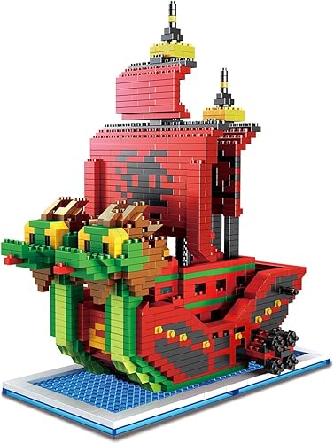 OP - Juego de bloques de construcción de barco pirata anime, modelos de barco de batalla, kit de juguetes de nanoladrillos 3D para regalo de