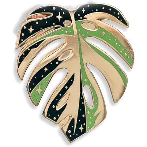 THE ORIGINAL - Variegated Monstera Deliciosa Thai Constellation Lapel Pin, Albo Variegata, Plant Gifts, Enamel Plant Leaf Pin (Thai Constellation) Cover