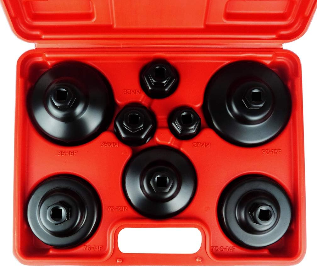 10PCS Oil Filter Removal Tool Kits Compatible With BMW,Mercedes,Benz,Toyota,Lexus,VW, Audi,Volkswagen,Mazda,Porsche, Steel Oil Filter Wrench Kits Include 27mm,32mm,36mm,64mm,74mm,75.6mm,76mm,86mm,93mm