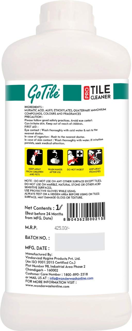 GoTile Pro Tile Cleaner (1L) Removes Hardwater Marks, Limescale and