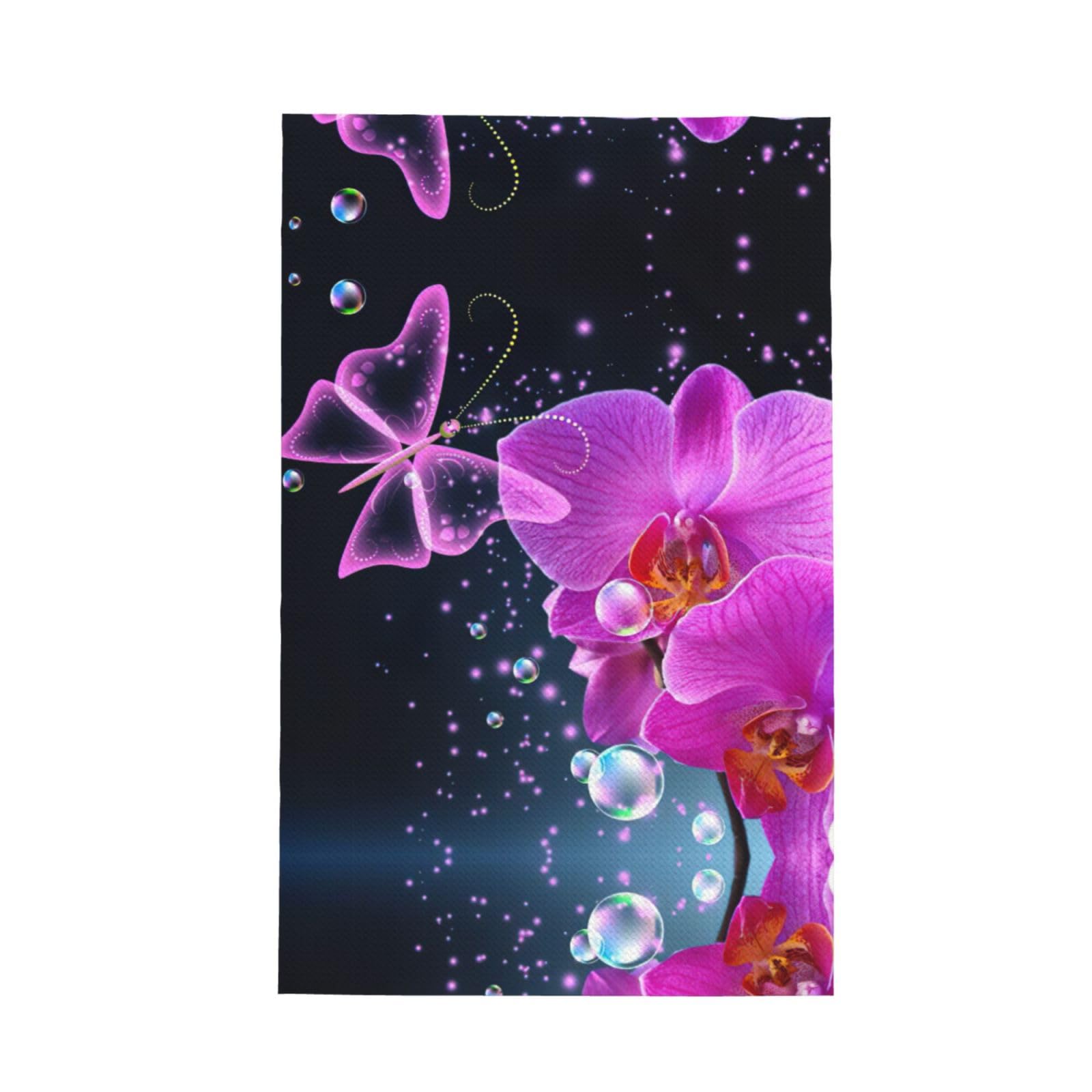 XXahnbm Purple Butterfly And Flower Print Waffle Kitchen Towel,Absorbent Hand Towel