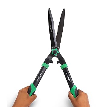 High Carbon Steel Teflon-Coated Wavy Blade Hedge Shears by Sharpex | Pruning Clippers for Outdoor Gardens | Razor-Sharp Scissors with Steel Handles and Tpr Grip