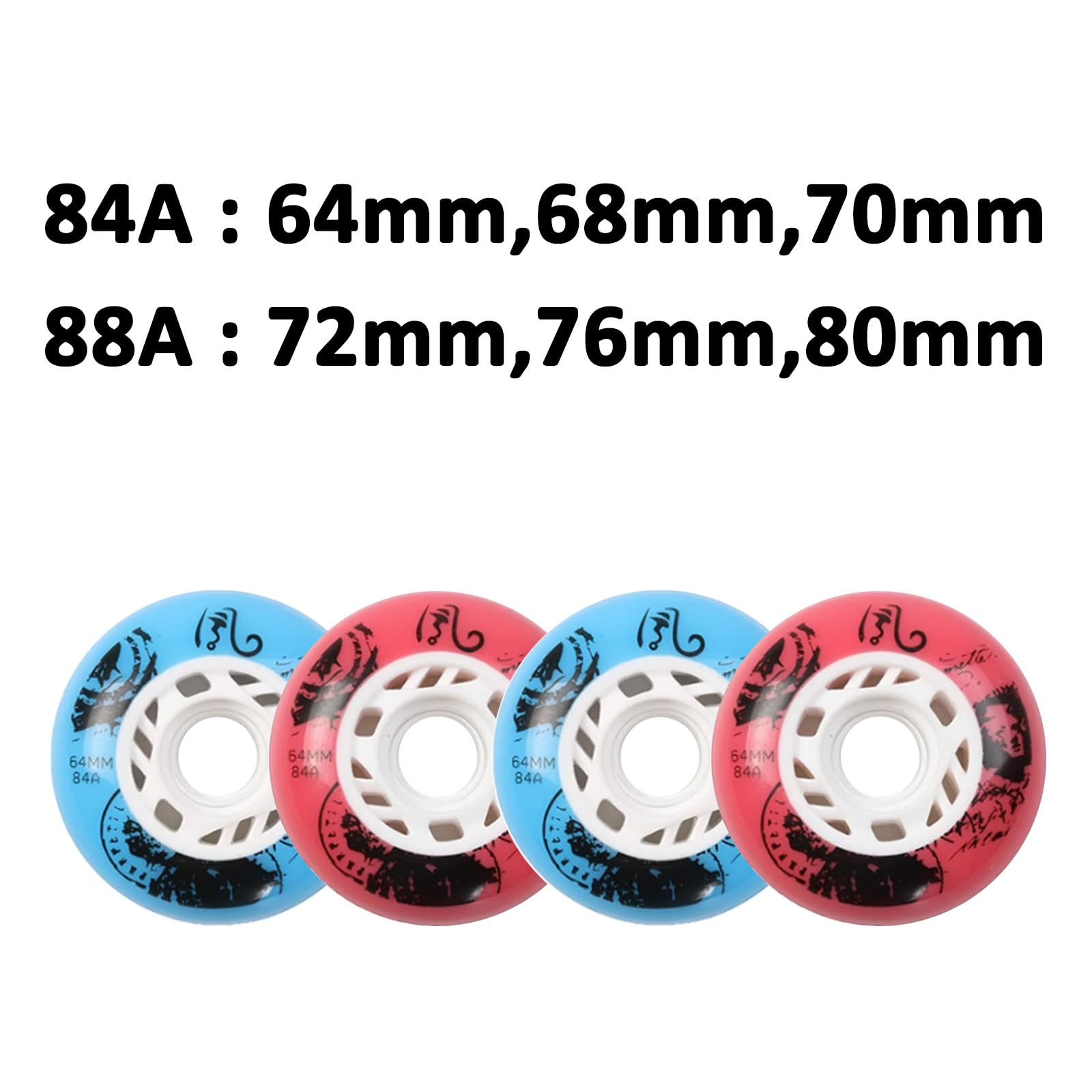 Rotelle per pattini in linea Ruote per pattini in linea 64mm68mm70mm72mm76mm80mm (confezione da 4), ruote per pattini a rotelle 84A 88A, per sostituzione ruote per pattini a rotelle, ruote da allenam