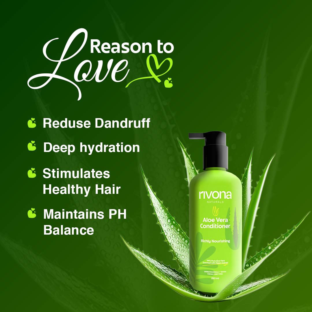 RIVONA NaturalS Aloe Vera Conditioner | + Neem |Anti Frizz And Smoothening | For Men & Women | All Hair Types | 250 Ml, 1 Count 2