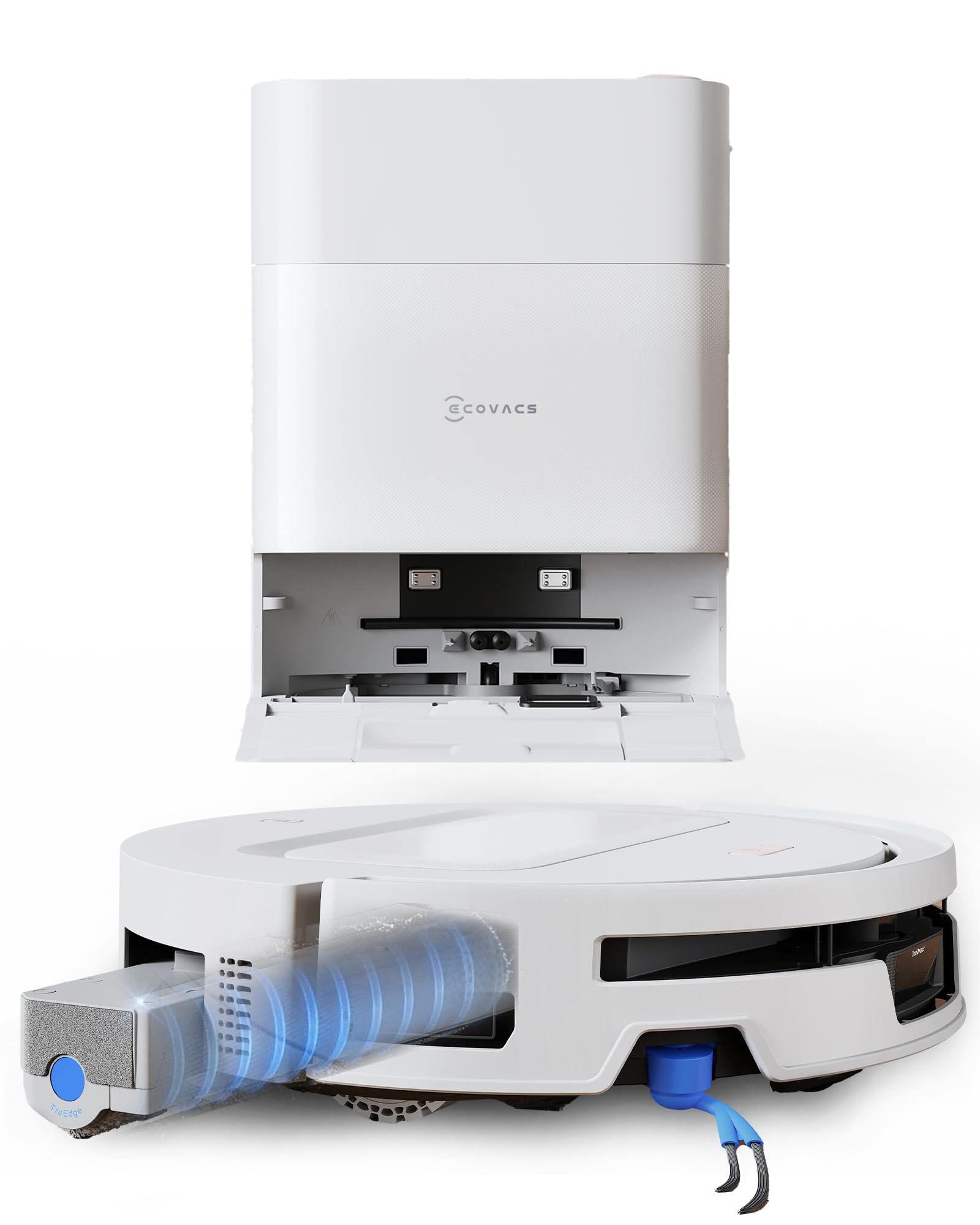 ECOVACS T90 MAX PRO Robot Aspirapolvere Lavapavimenti 40.000 Pa | OZMO ROLLER 3.0, Lavaggio auto., ZeroTangle 4.0 con TruEdge, Lavaggio con Acqua Calda 100 °C, Stazione OMNI Upgrade del T50