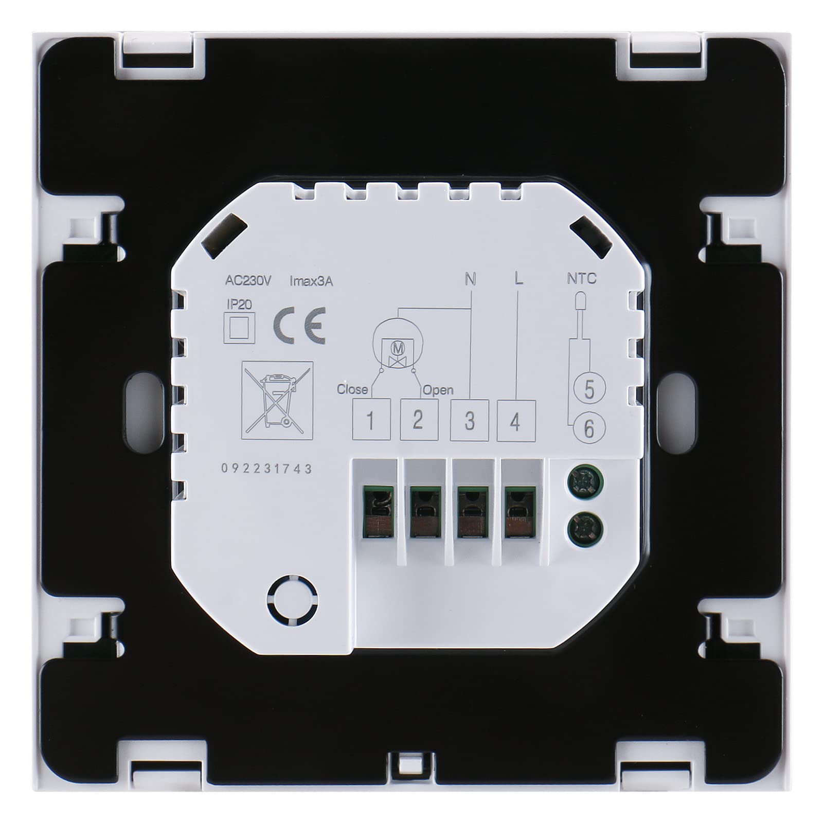 Wengart Thermostat Programmable WG02B04 - Spécifique Chauffage au Sol Hydraulique (3A) - Grand Écran avec Touches Physiques - AC 230V - Compatible Boîtier Rond Standard 60mm - Blanc