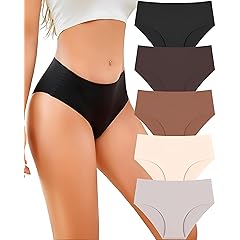 UNDER THE SEA Seamless Underwear for Women Mid Rise Brief Sexy No Show Bikini Panties Womens Cheeky 5 Pack XS-XL…