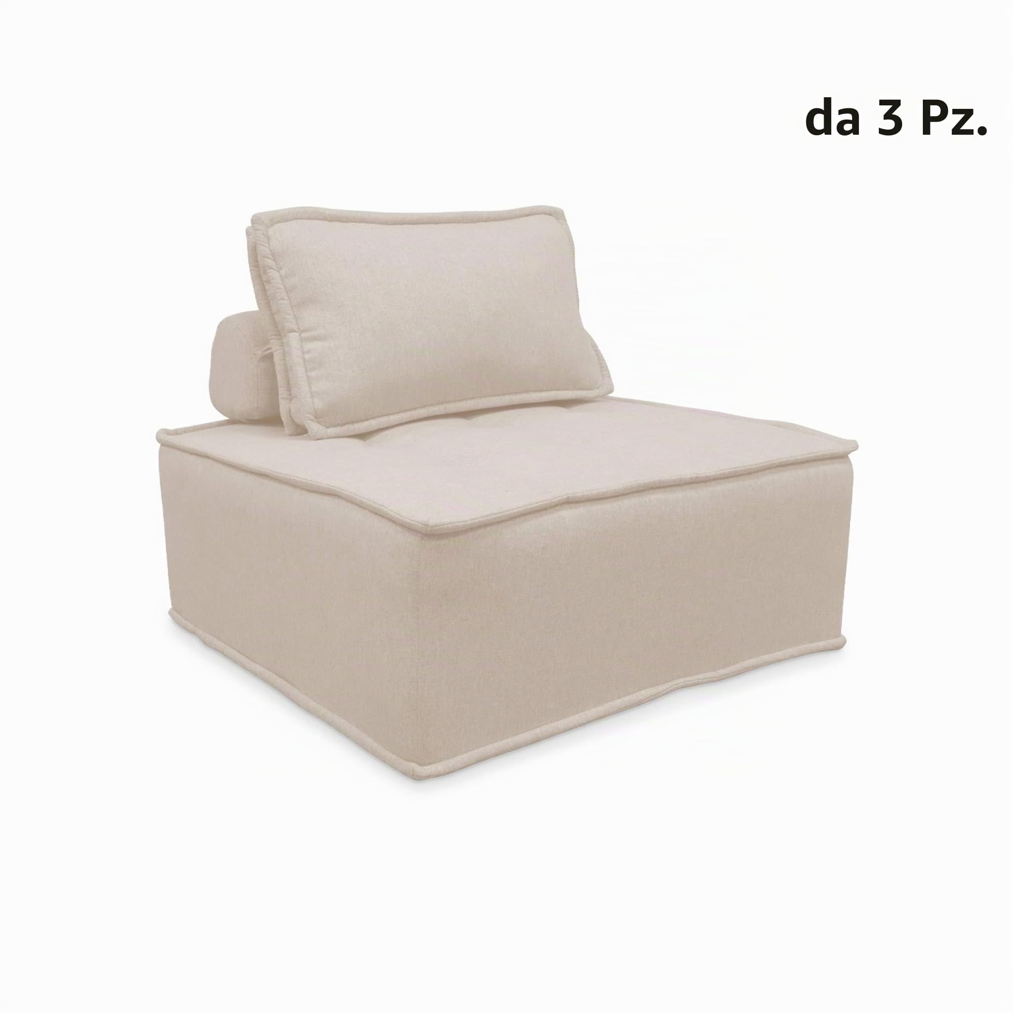 sweeek Divano modulare, 3 posti Crema - 90x90x40 cm