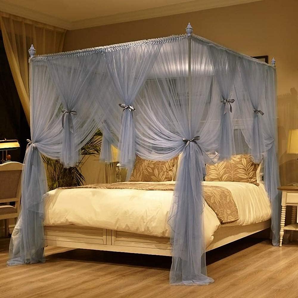 Amazon｜ロマンティックベッドキャノピーカーテン、ラッフルプリンセス4コーナーポスト蚊帳、女の子用ベッドキャノピーキッズ幼児ベビーベッド