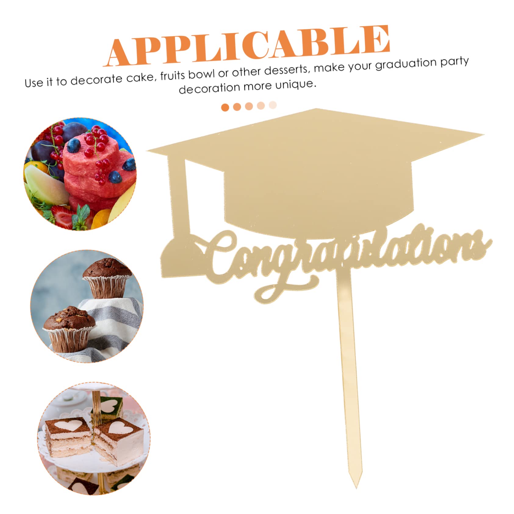 Amosfun 5 Sätze Abschlusstorte Dekorieren Goldene Tortendeko Goldene Kuchendeko Cupcake-picks Mit Abschlusskappe Hochzeitstorte Topper Graduierungskappe Cupcake-dekoration 10 Stück * 5