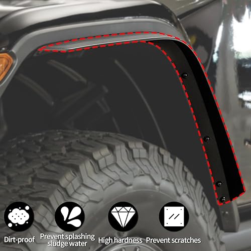 Miniatura 2 de Juego de extensiones de guardabarros delanteros y traseros para Jeep Wrangler JL y JLU 2018 2019 2020 2021 2022 2023 2/4 puertas, forro de