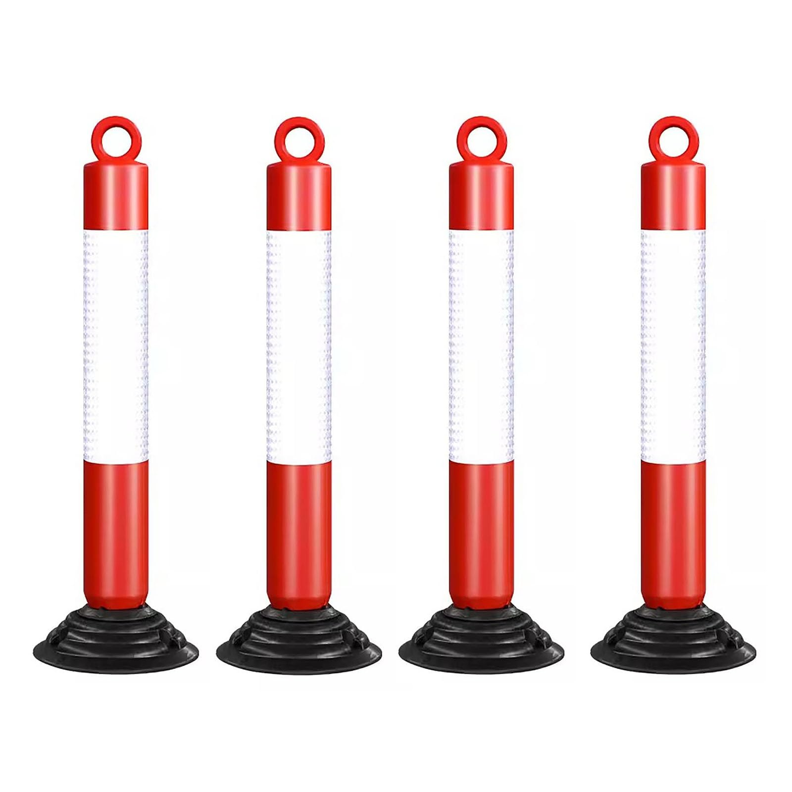 WOTZOV Traffic Cone Safety Barrier Delineator Post Cone 80Cm Tall Street/Driveway Outdoor Traffic Cone Security Post Barrier, Flexible Delineator Posts Detachable Parking Spaces, Gar,White+red