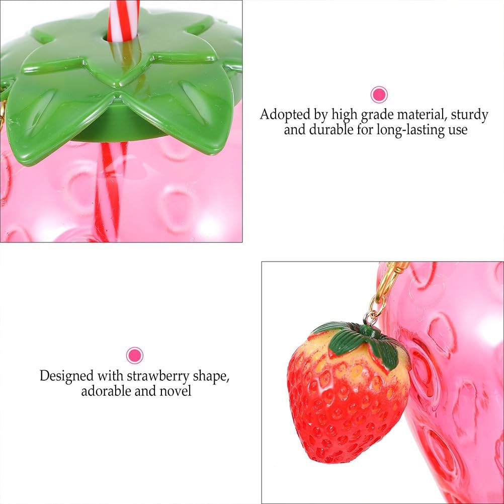 ABOOFAN Strawberry Shaped Cups with Lids and Straws 9Pcs Plastic Party Beverage Cups Adorable Juice Cups for Kids Home Office School