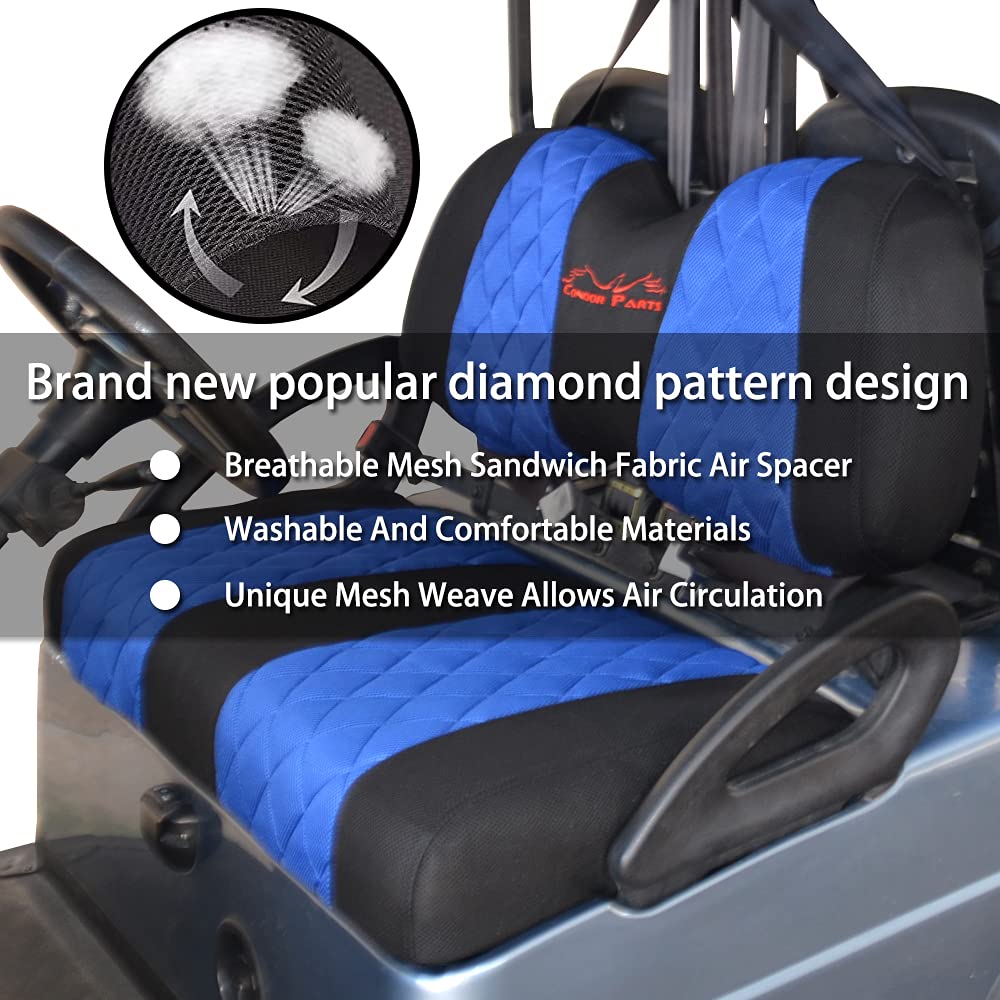 Golf Cart Seat Covers for Club Car Precedent,DS and Yamaha Golf Carts Original Front Seats,Breathable Washable Polyester Mesh Cloth. Renew Your Golf Cart.