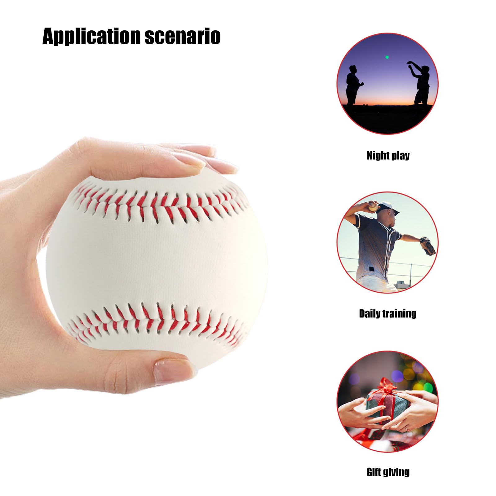 Luminously Glowing Baseball Night Practice Glow Baseball Outdoor Sport Trainning Baseball for Boys and Girls Enduring