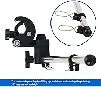 Vista 2 de Mástil universal para bandera de barco, abrazadera ajustable de acero inoxidable 316, kit de poste de bandera de barco con montaje en riel sin