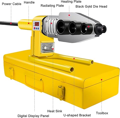 Miniatura 7 de Soldador de fusión,Máquina de fusión en caliente digital con ajuste de temperatura,Máquina de soldadura de tubos de 8.4-23.7 pulgadas,Máquina de