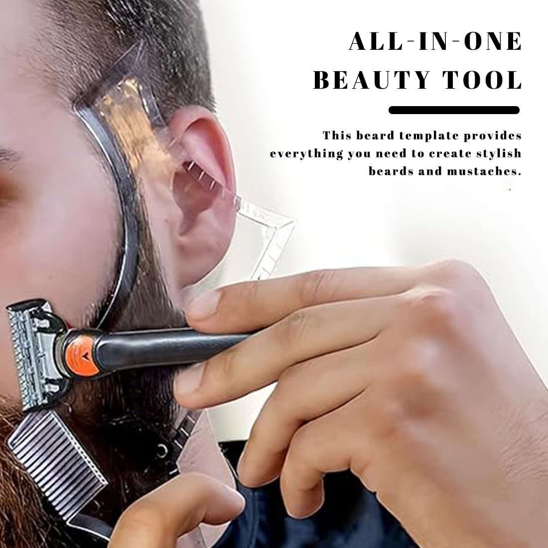 2 PCS stencil Pettine per Barba,Pettine Stencil Barba,Signori pizzetto Collo Sagome per Barba Styling Tool per allineare e rifinire Gli Uomini rasatura della barba,Trasparente