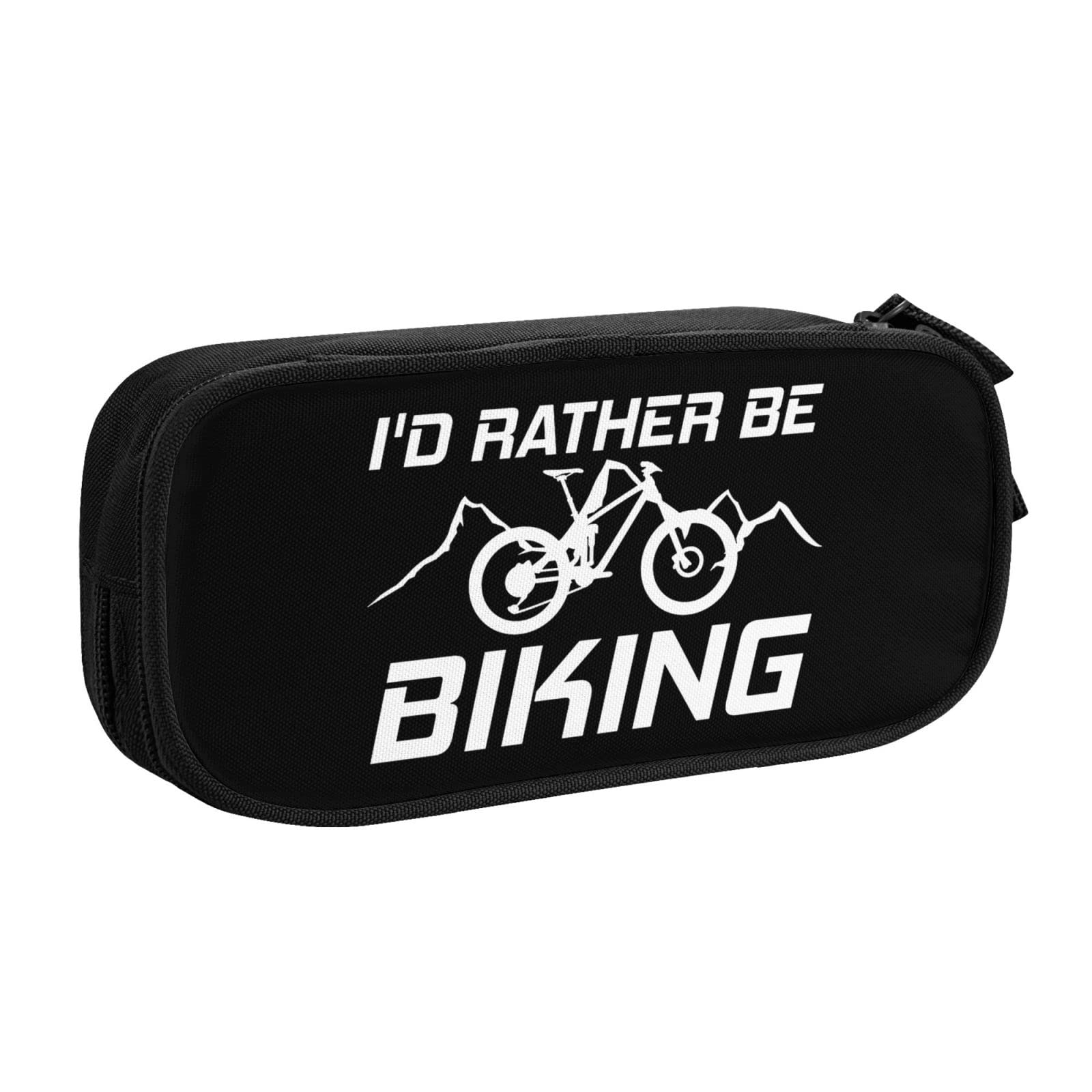 IUBBKI I'd Rather Be Biking Pencil Case Large Capacity Double Layer of Fice School Por Table Pencil Case