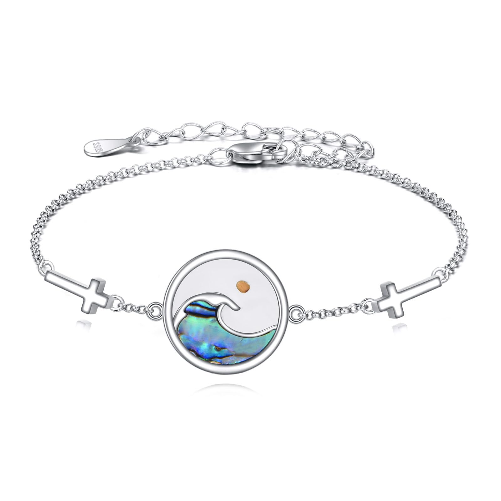 AOBOCO Mustard Seed Bracelet 925 Sterling Silver Cross Bracelets Christian Faith Jewelry Gift for Women