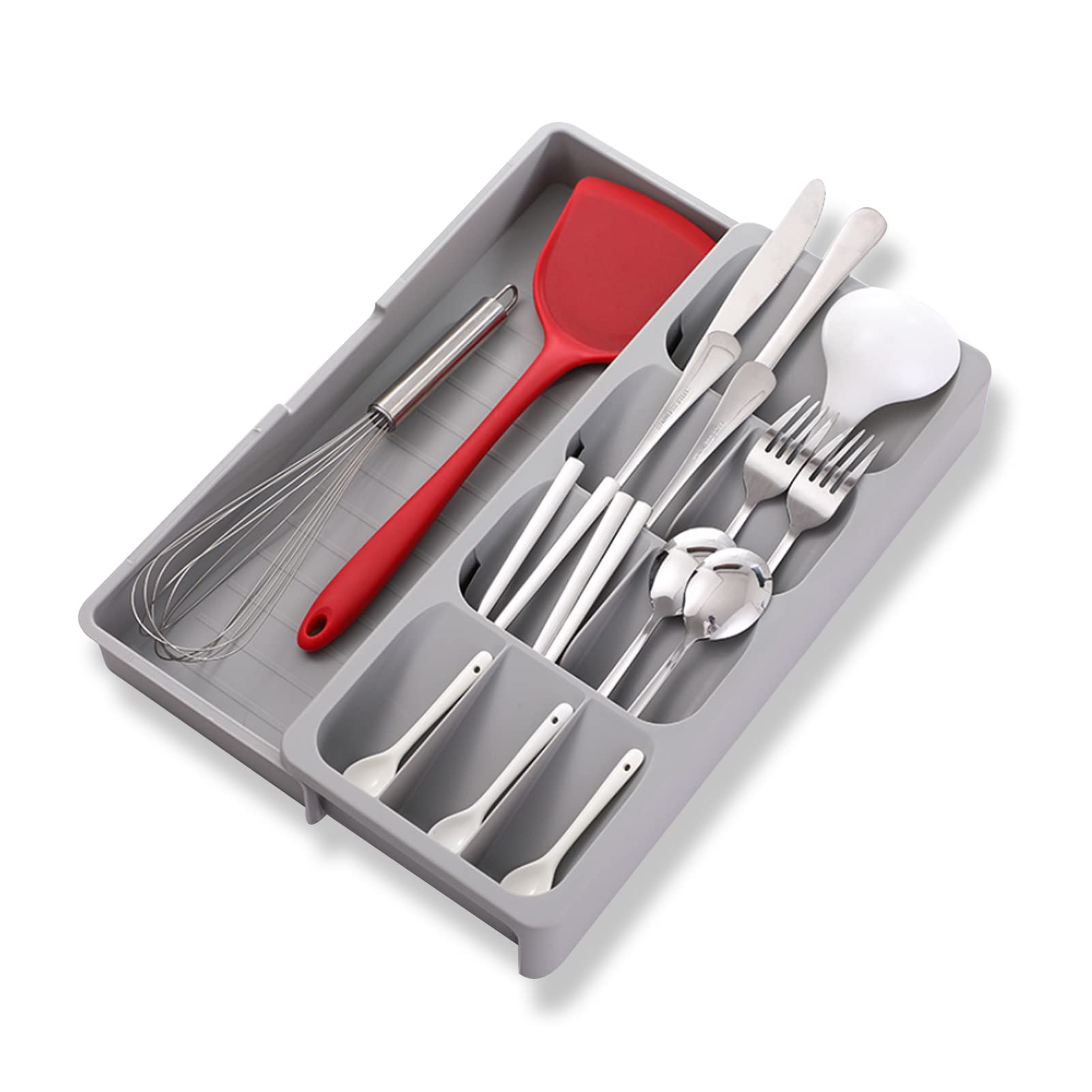 DAYONG Cutlery Drawer Organizer, Expandable Drawer Utensil Divider Tray, Kitchen Utensil Holder Divider, Utensil Organizer Silverware Organizer for Spoons Forks Knives (Style 2)