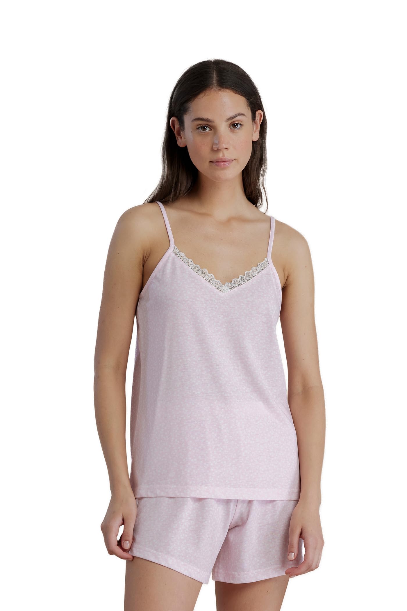 Noidinotte - Pigiama Donna in Cotone con Top bretellina e Pantalone Corto Articolo Cherry Bloom - M Rosa