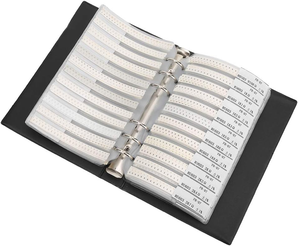 0603 Series Resistors 0603 Resistor Kit,SMD Resistor Kit Sample Book Black 170 Types Assorted Kit Sample Organization Book