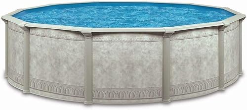 Aquarian - Piscina para exteriores con marco de acero por encima del nivel del suelo, redonda, 24 x 52 pulgadas, veneciana
