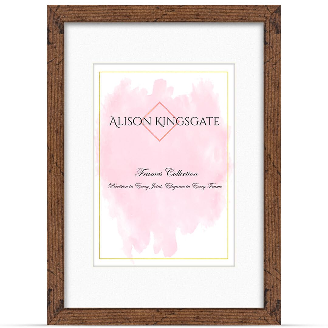 Alison Kingsgate A1 Dark Oak Picture Frame with A2 Mount - Engineered Wood Photo Frame with Precision Cut Cardboard Mount - Ideal for Posters -Sizes & Colours Available — image 1