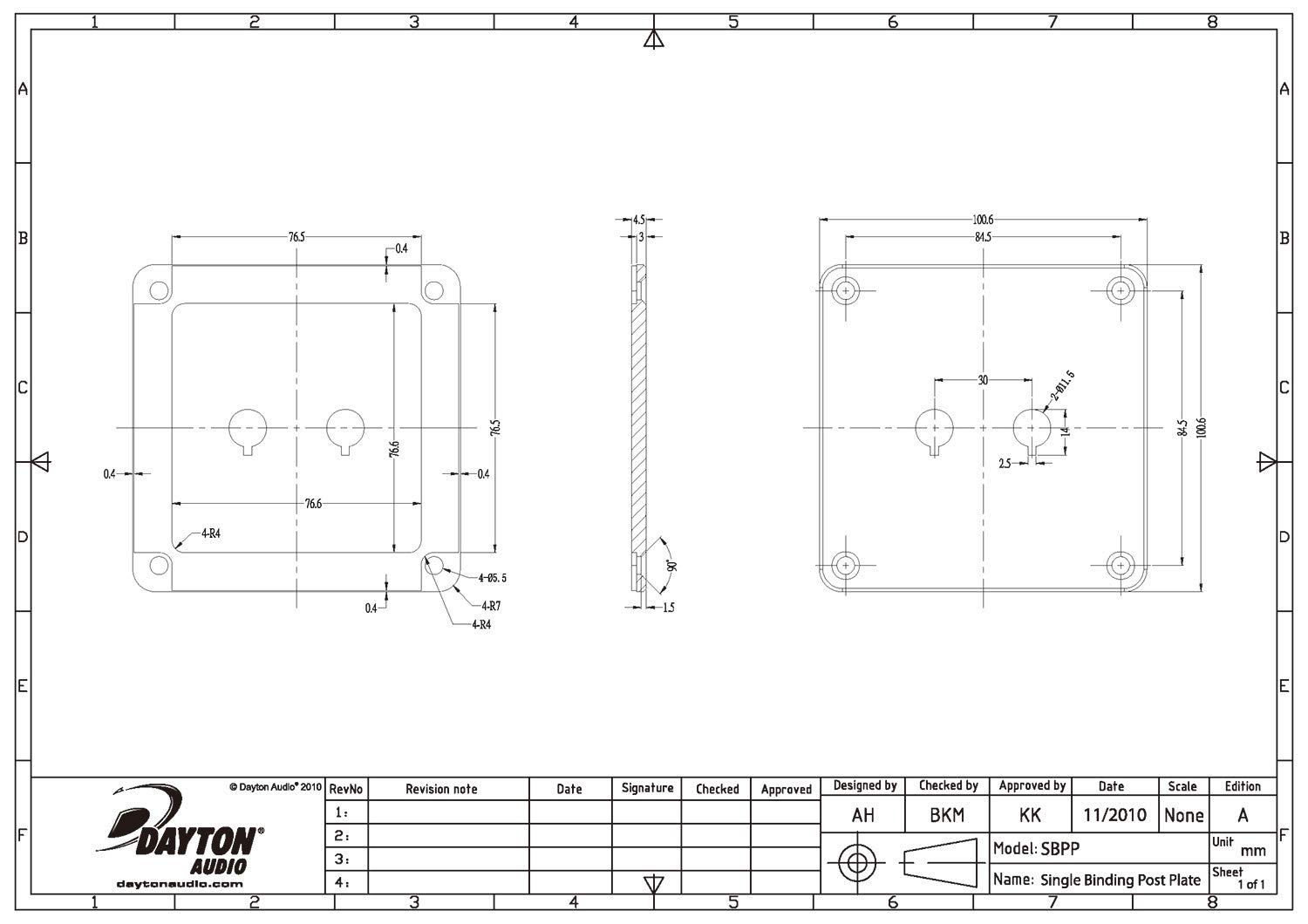 Dayton Audio SBPP-BK Binding Post Plate Black Anodized - Image 3