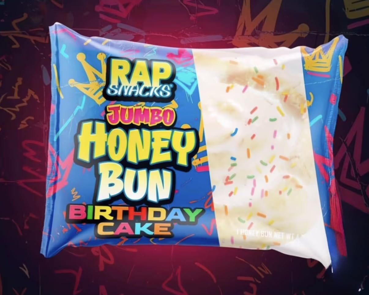 Rap Jumbo Honey Bun, Birthday, Sweet Pastry Snack 4 oz (pack of 12)