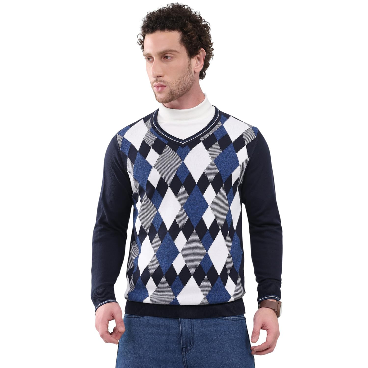 Men Regular Fit Solid Pattern V Neck Pull On Full Sleeve Winter Pullover|Woollen Sweater for Mens Wool Cardigan|Winter Pullover for Men's (Pack of 1)