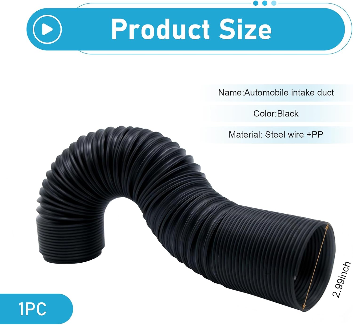 Car Duct Hoses, Retractable 3" Flexible Hose, Cold Air Intake Tube, Universal Car Modified Intake Accessories (Black)